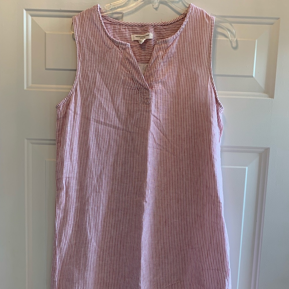 Beach lunch lounge collection red and white linen dress